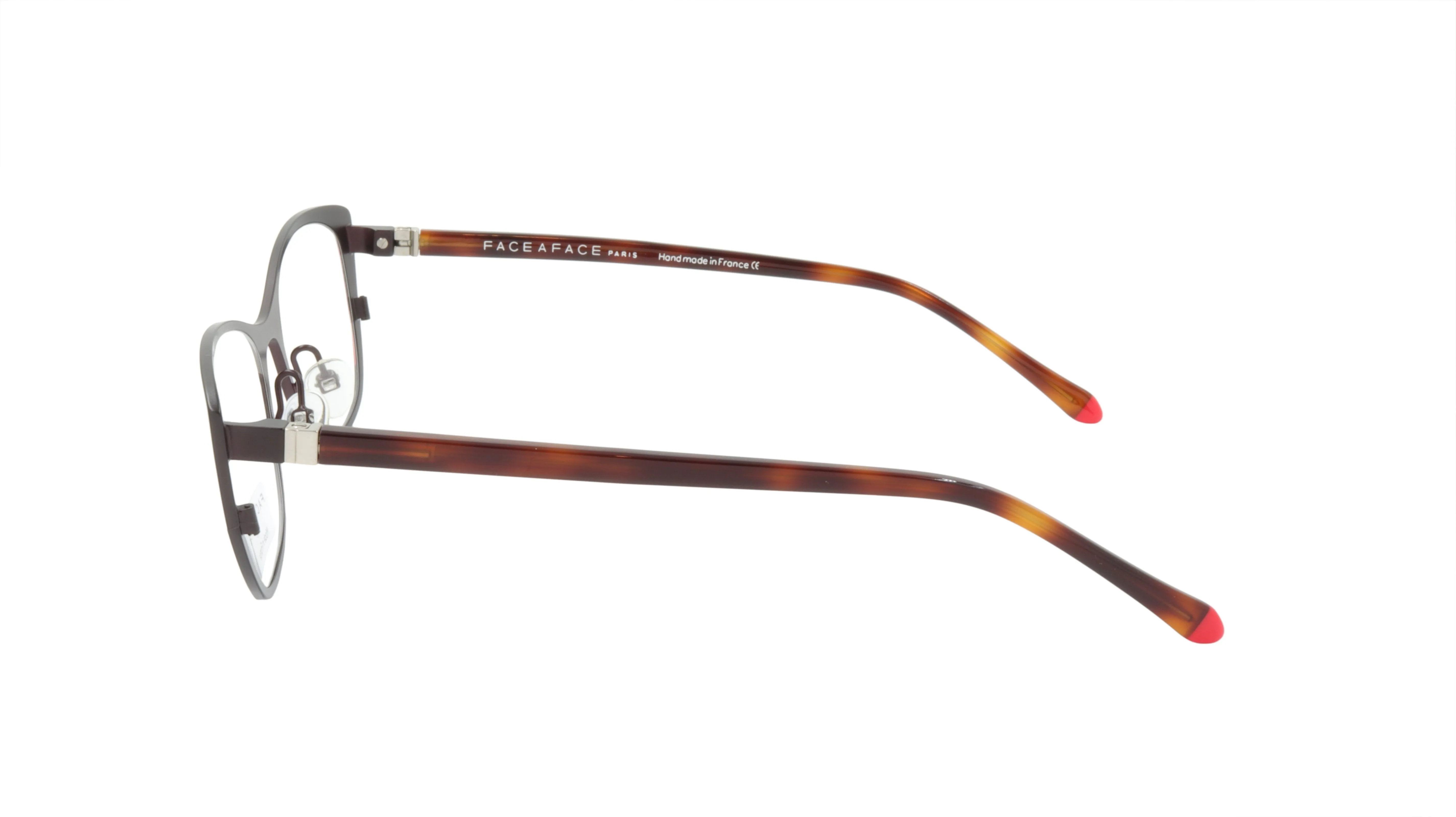 Face A Face Eyewear in a Soft Cateye Shape in Dark Aubergine with a Hint of Red