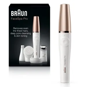 Face Epilator Facespa Pro 911, Facial Hair Removal for Women, Hair Removal Device, 3-In-1 Epilating, Cleansing Brush and Skin Toning with 3 Extras