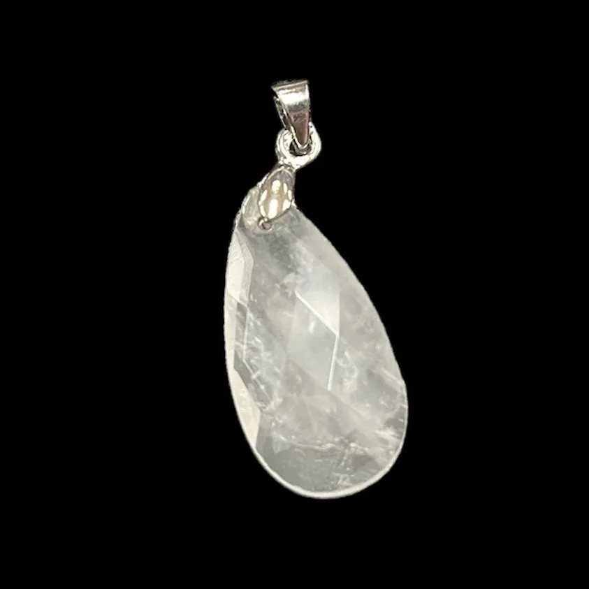 Faceted Teardrop Pendant - Amethyst, Clear Quartz, or Rose Quartz
