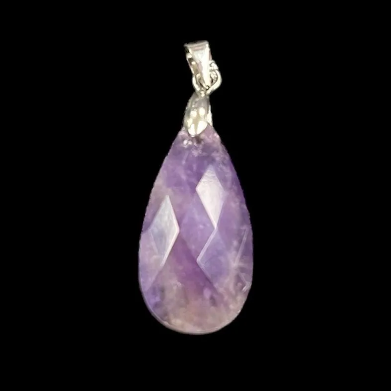 Faceted Teardrop Pendant - Amethyst, Clear Quartz, or Rose Quartz