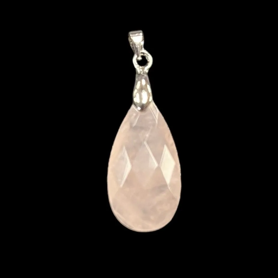 Faceted Teardrop Pendant - Amethyst, Clear Quartz, or Rose Quartz