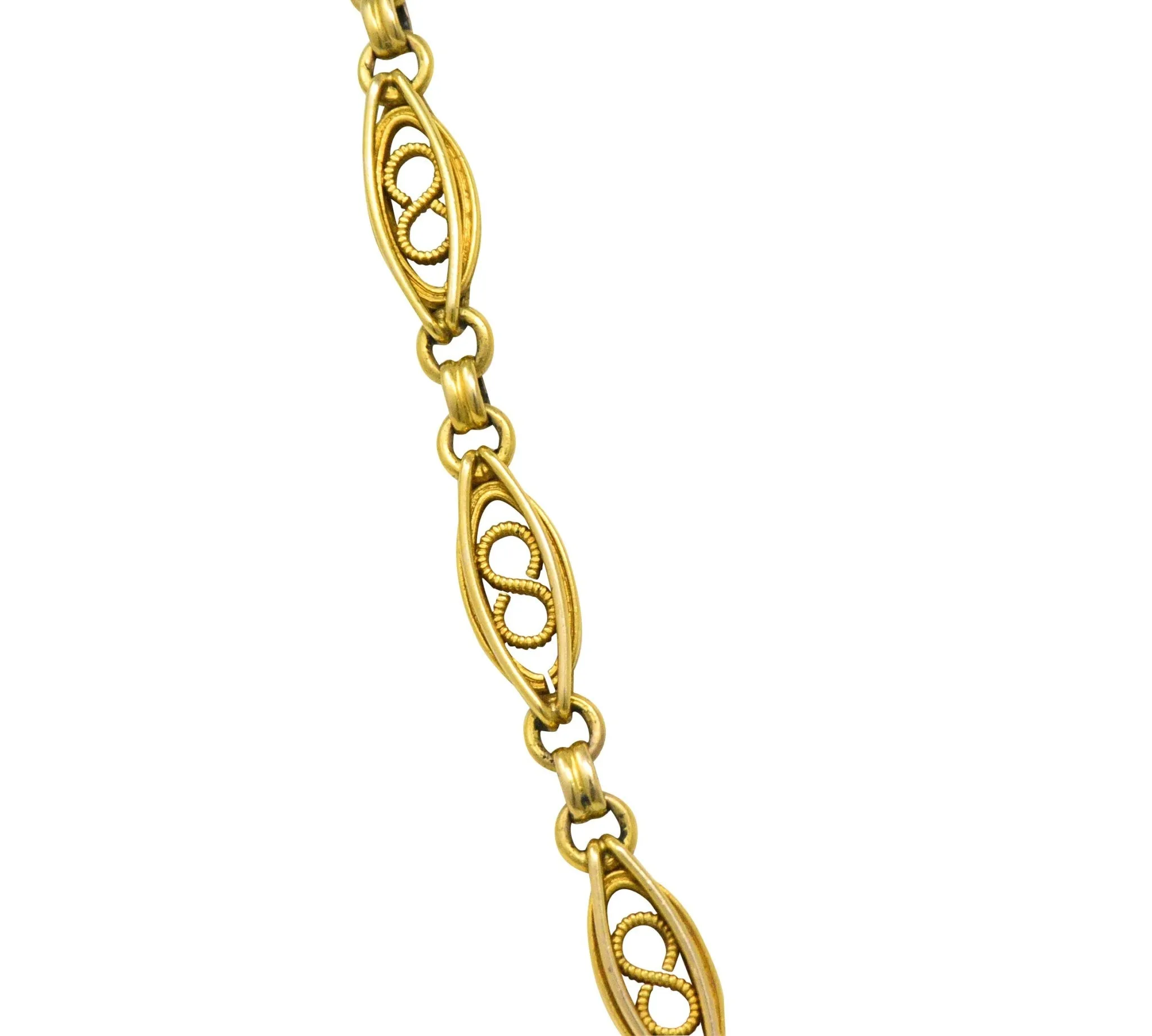 Fancy Victorian 18 Karat Gold Chain Necklace