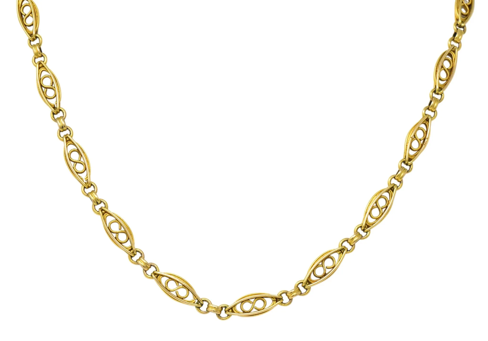 Fancy Victorian 18 Karat Gold Chain Necklace