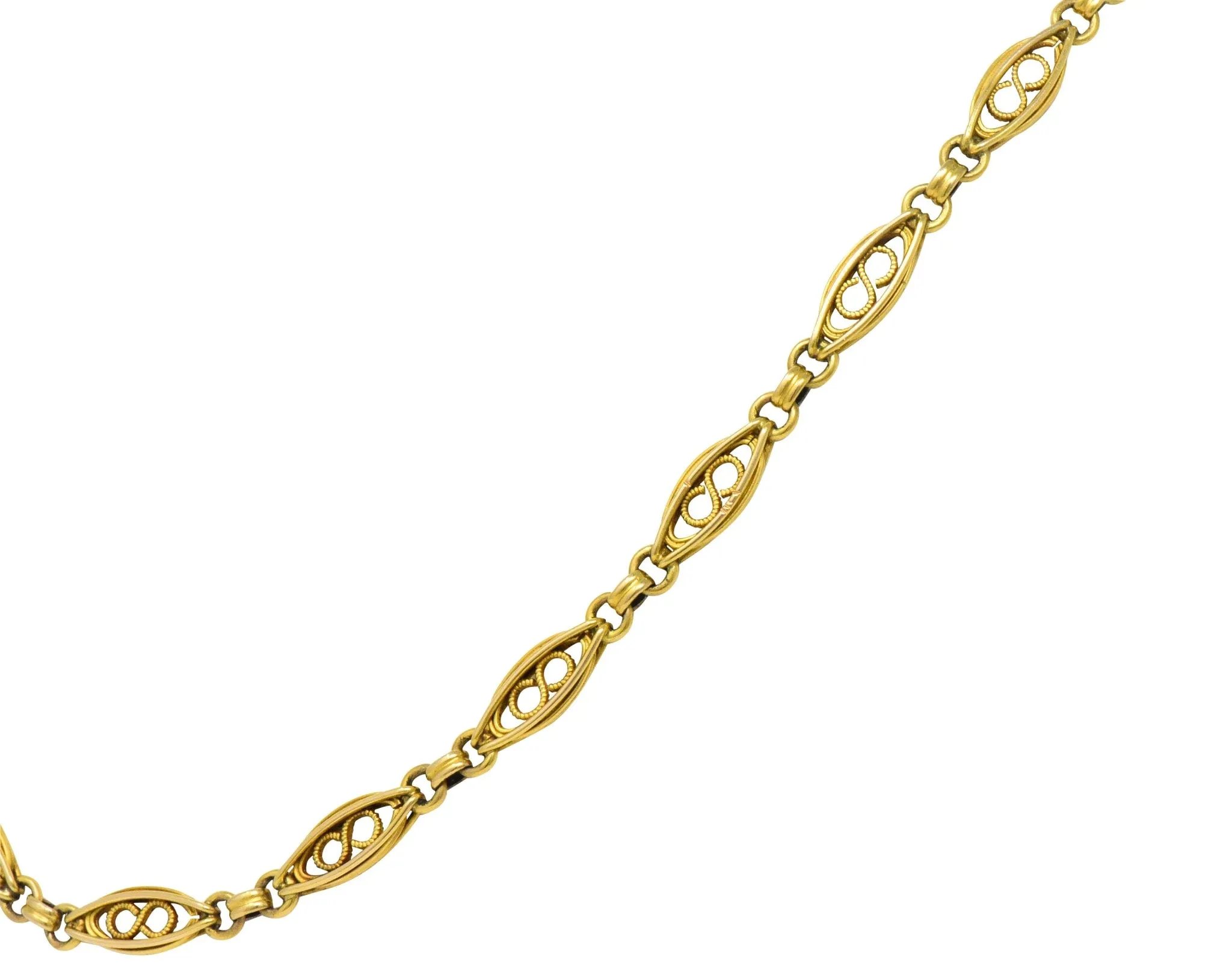 Fancy Victorian 18 Karat Gold Chain Necklace