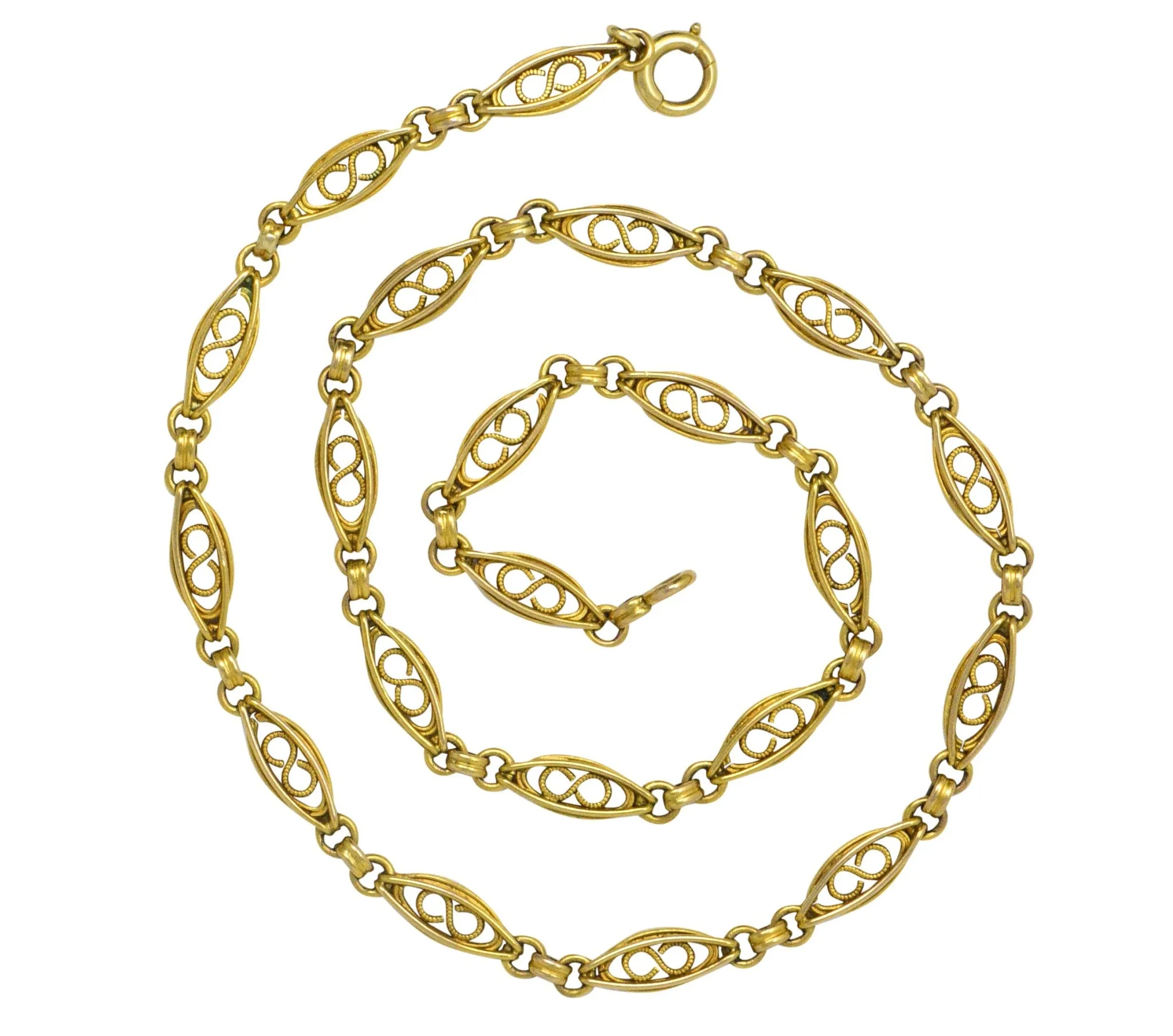 Fancy Victorian 18 Karat Gold Chain Necklace