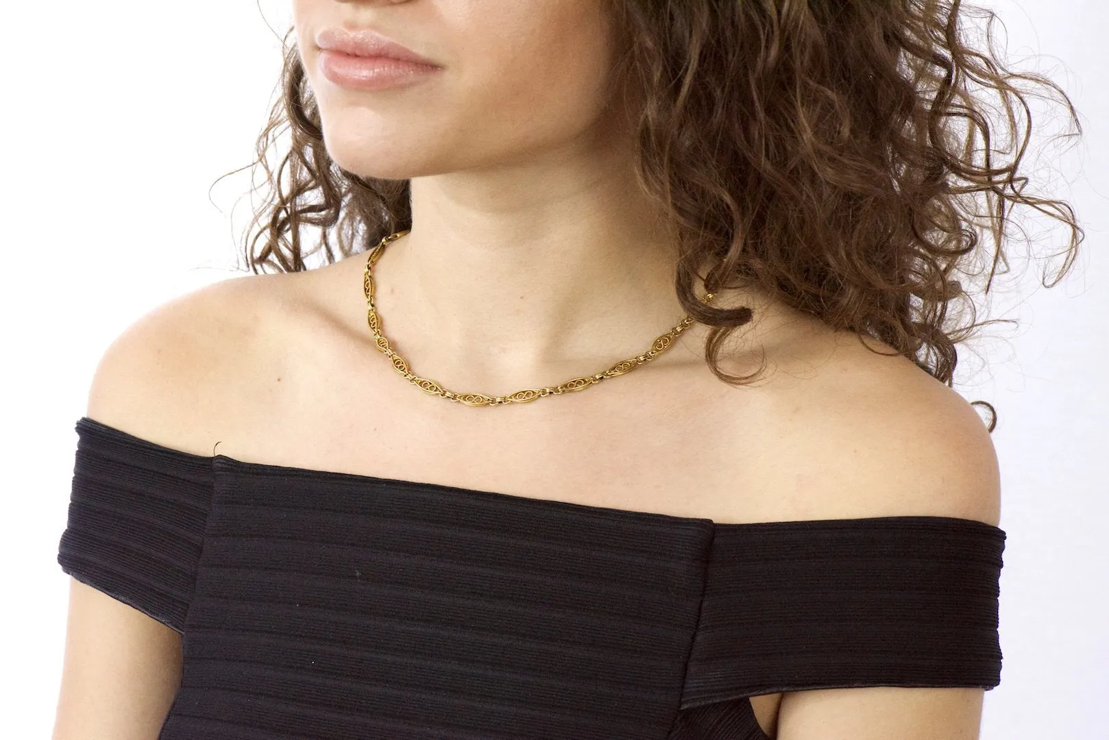 Fancy Victorian 18 Karat Gold Chain Necklace