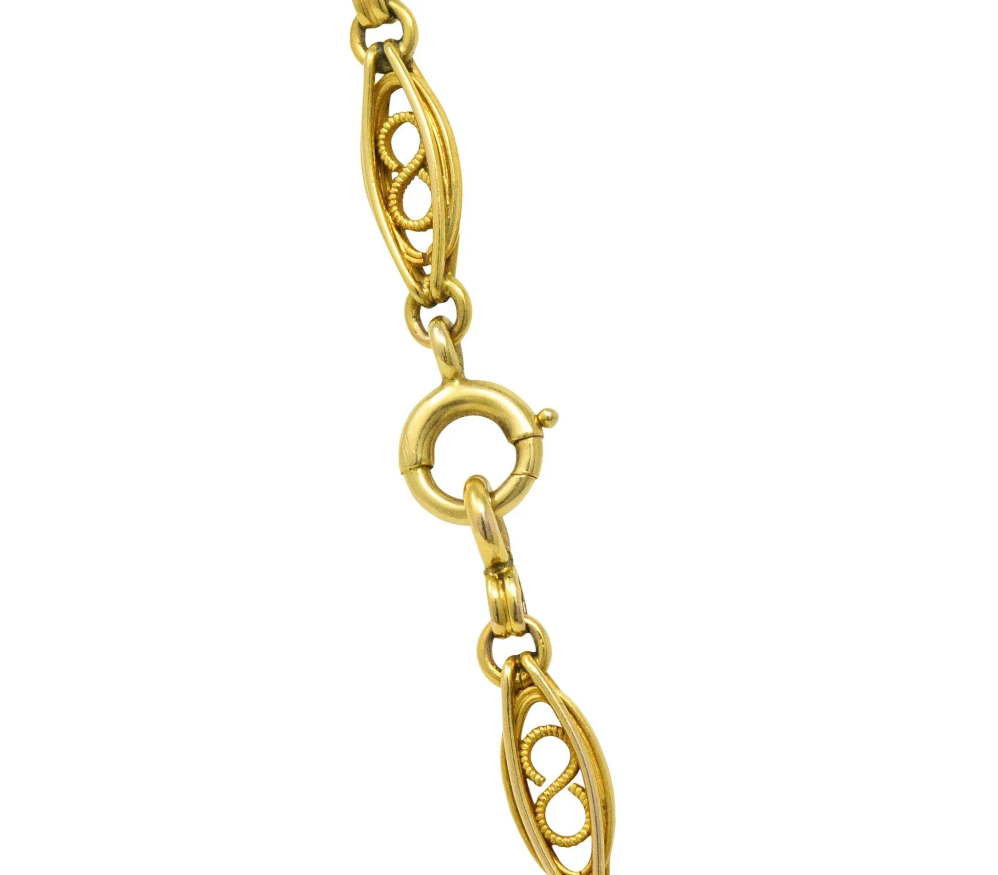 Fancy Victorian 18 Karat Gold Chain Necklace
