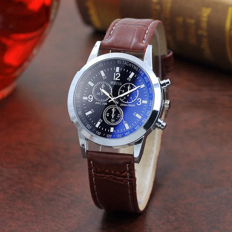 Fashion Blue Glass Belt Men's Watch Watches Men's Quartz Watches