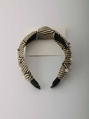 FASHION COLORBLOCK PEARL DETAILED HEADBANDS