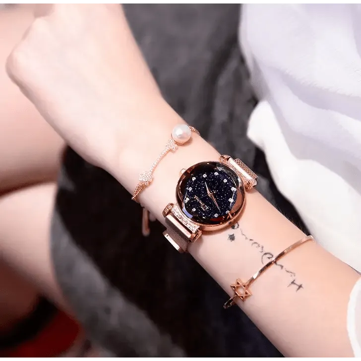 Fashion Sky Watches: Analog Quartz Movement with Magnetic Mesh Band