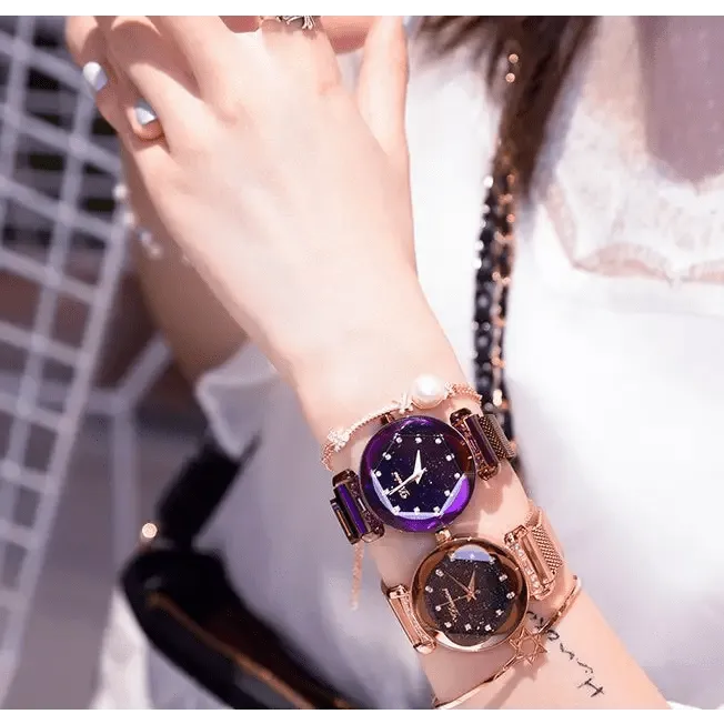 Fashion Sky Watches: Analog Quartz Movement with Magnetic Mesh Band