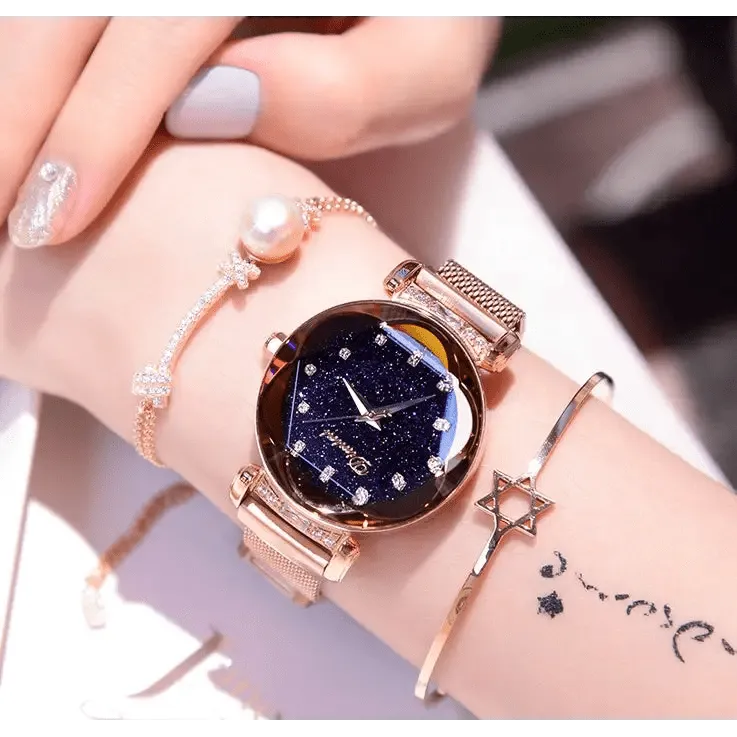Fashion Sky Watches: Analog Quartz Movement with Magnetic Mesh Band