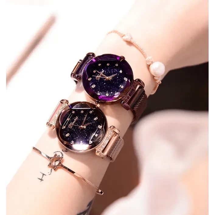 Fashion Sky Watches: Analog Quartz Movement with Magnetic Mesh Band