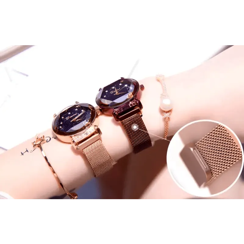 Fashion Sky Watches: Analog Quartz Movement with Magnetic Mesh Band