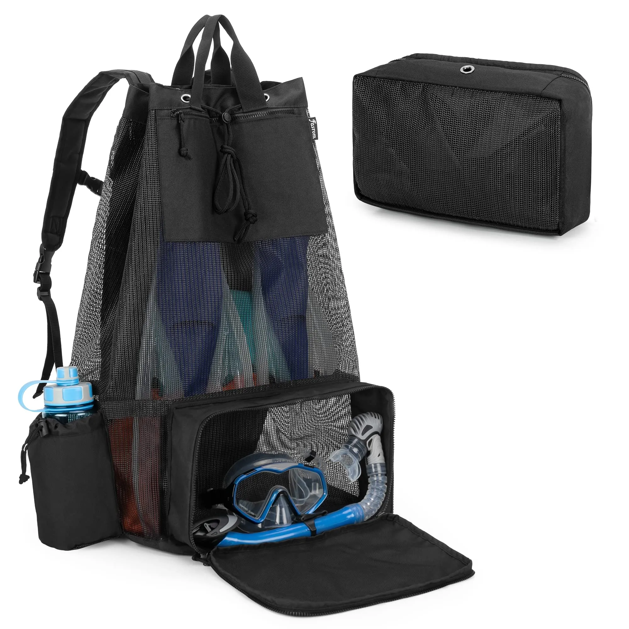 Fasrom XL Scuba Gear Bag, Mesh Dive Backpack for Snorkel Gear, Black (Empty Bag Only, Patent Design)