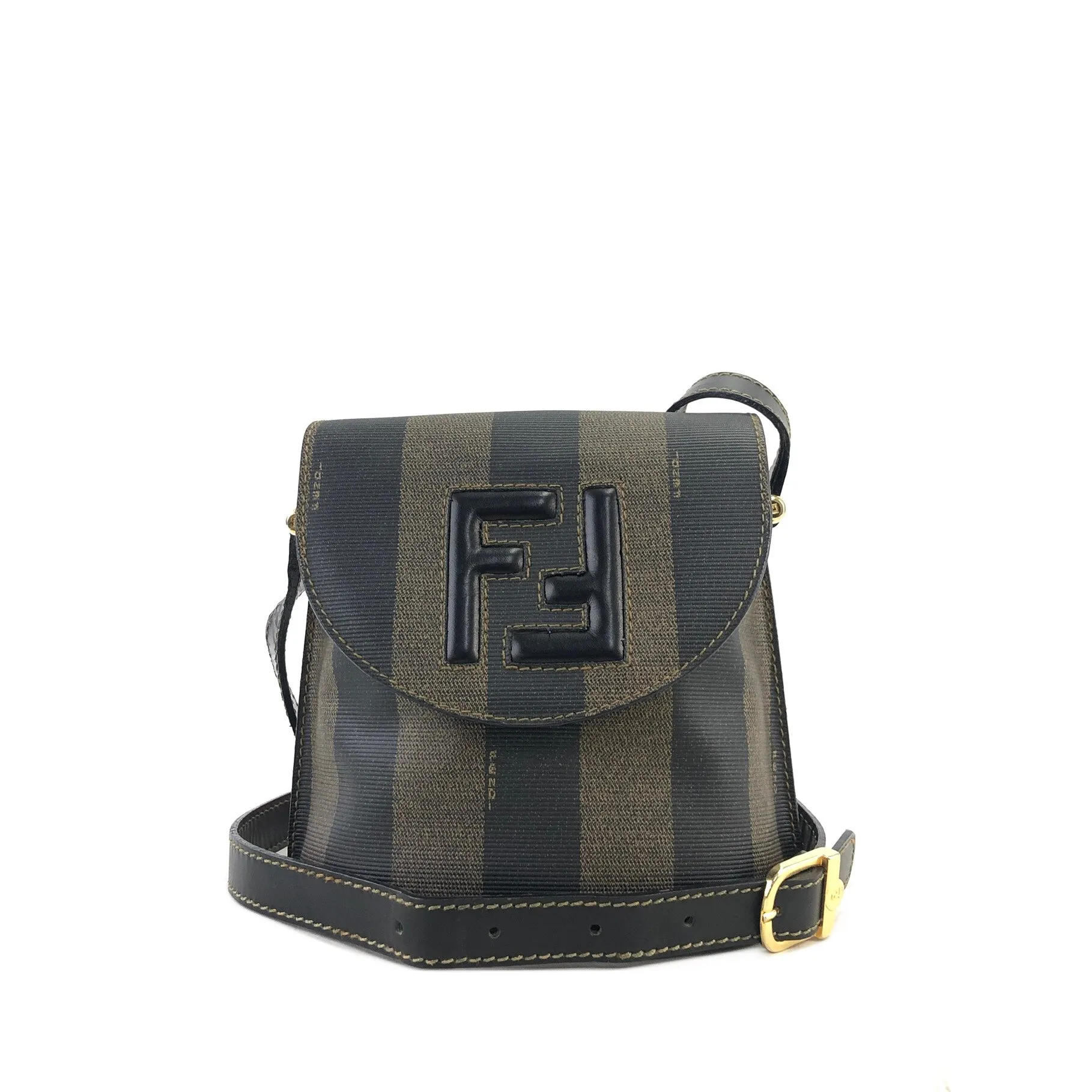 FENDI Pecan Logo Motif Shoulder bag Brown Vintage znnyg8