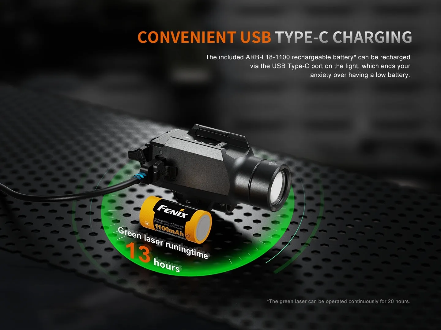 FENIX GL23R TACTICAL LIGHT WITH Green LASER SIGHT