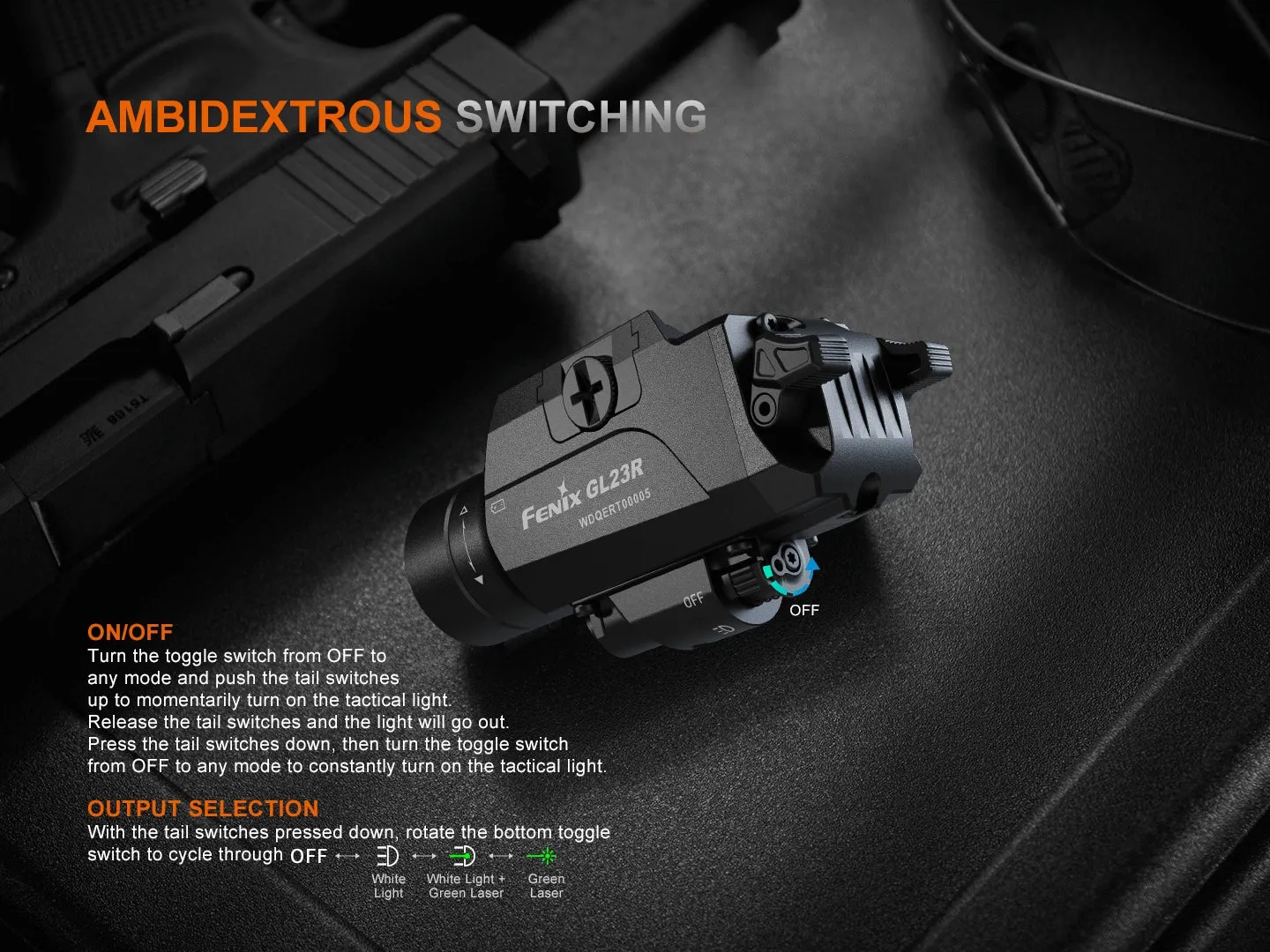 FENIX GL23R TACTICAL LIGHT WITH Green LASER SIGHT