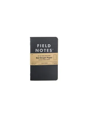 Field Notes Pitch Black Memo Book 3 Pack Dot Graph Paper