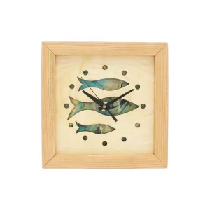 Fish Clock with Blue Swirls