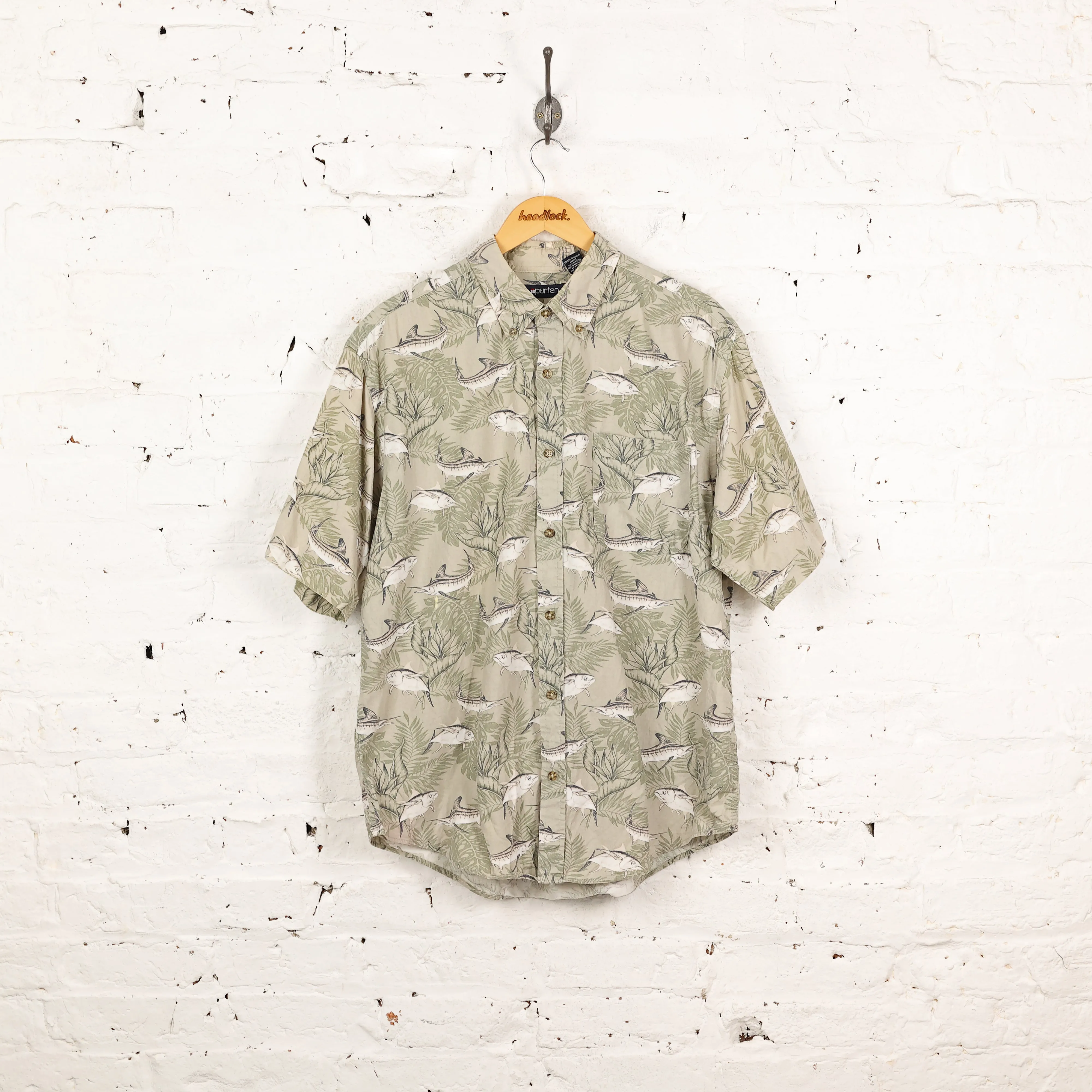 Fish Pattern Shirt - Green - L