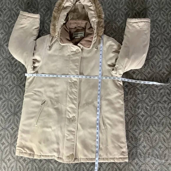 FITZ-WRIGHT Vintage Fur Accented Hooded Cream Parka