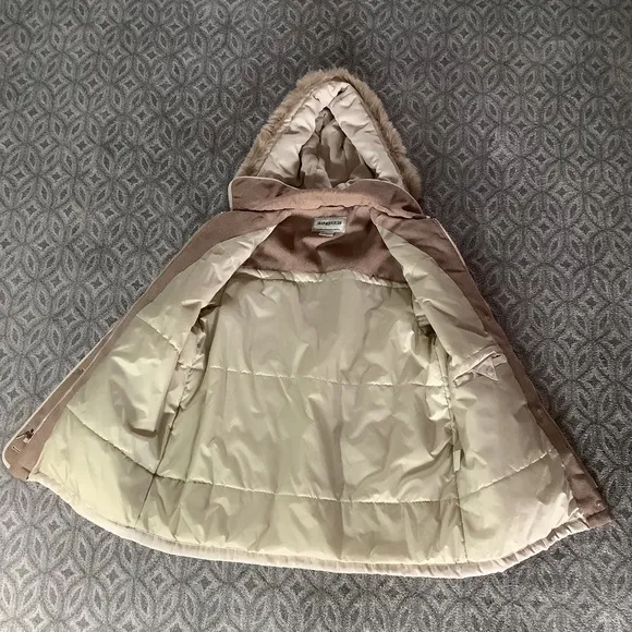 FITZ-WRIGHT Vintage Fur Accented Hooded Cream Parka