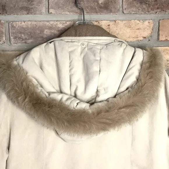 FITZ-WRIGHT Vintage Fur Accented Hooded Cream Parka