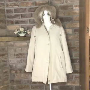 FITZ-WRIGHT Vintage Fur Accented Hooded Cream Parka