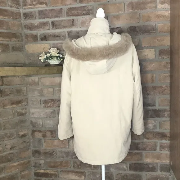FITZ-WRIGHT Vintage Fur Accented Hooded Cream Parka