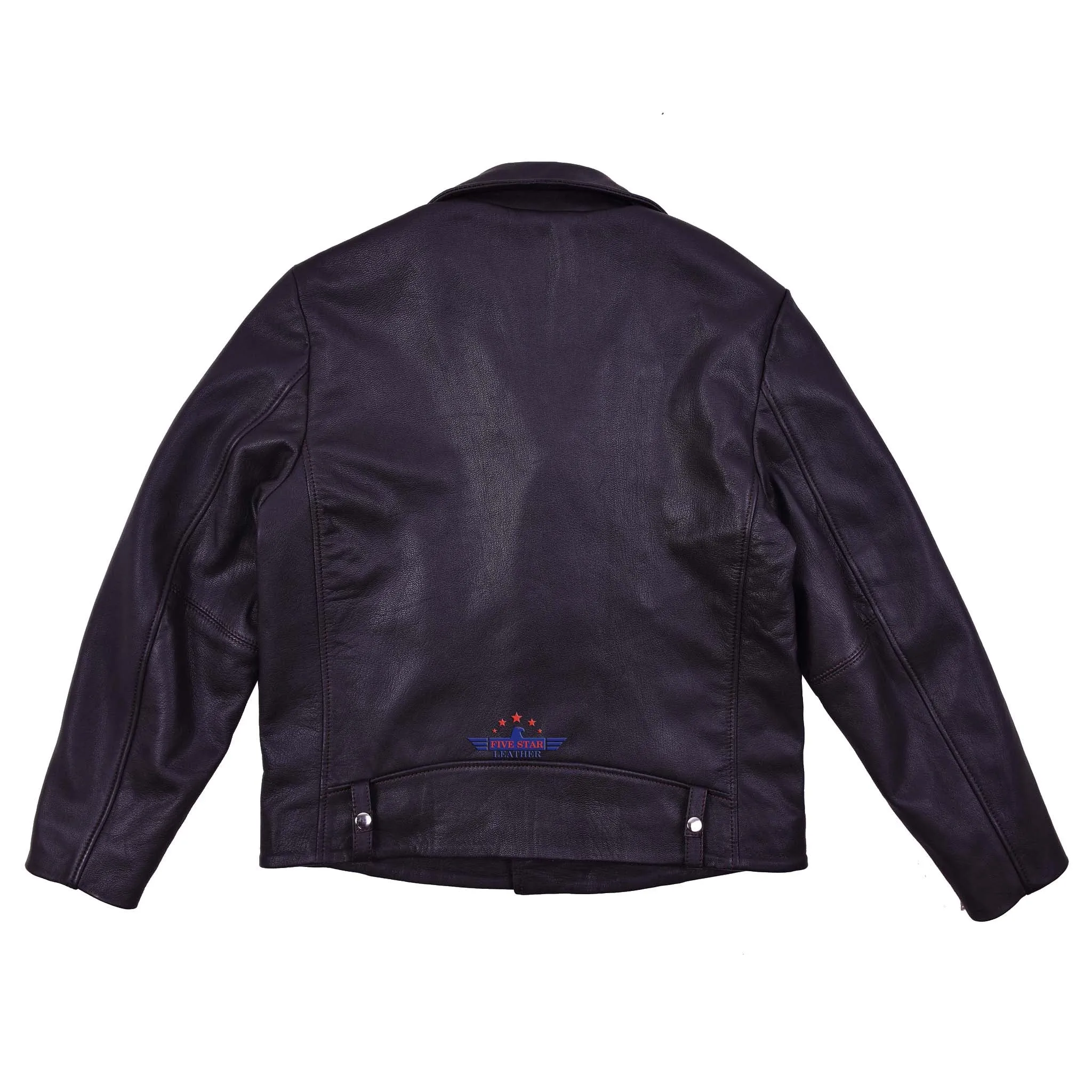 FiveStar Leather Vintage Beck Biker Jacket Goatskin Leather Dark Brown
