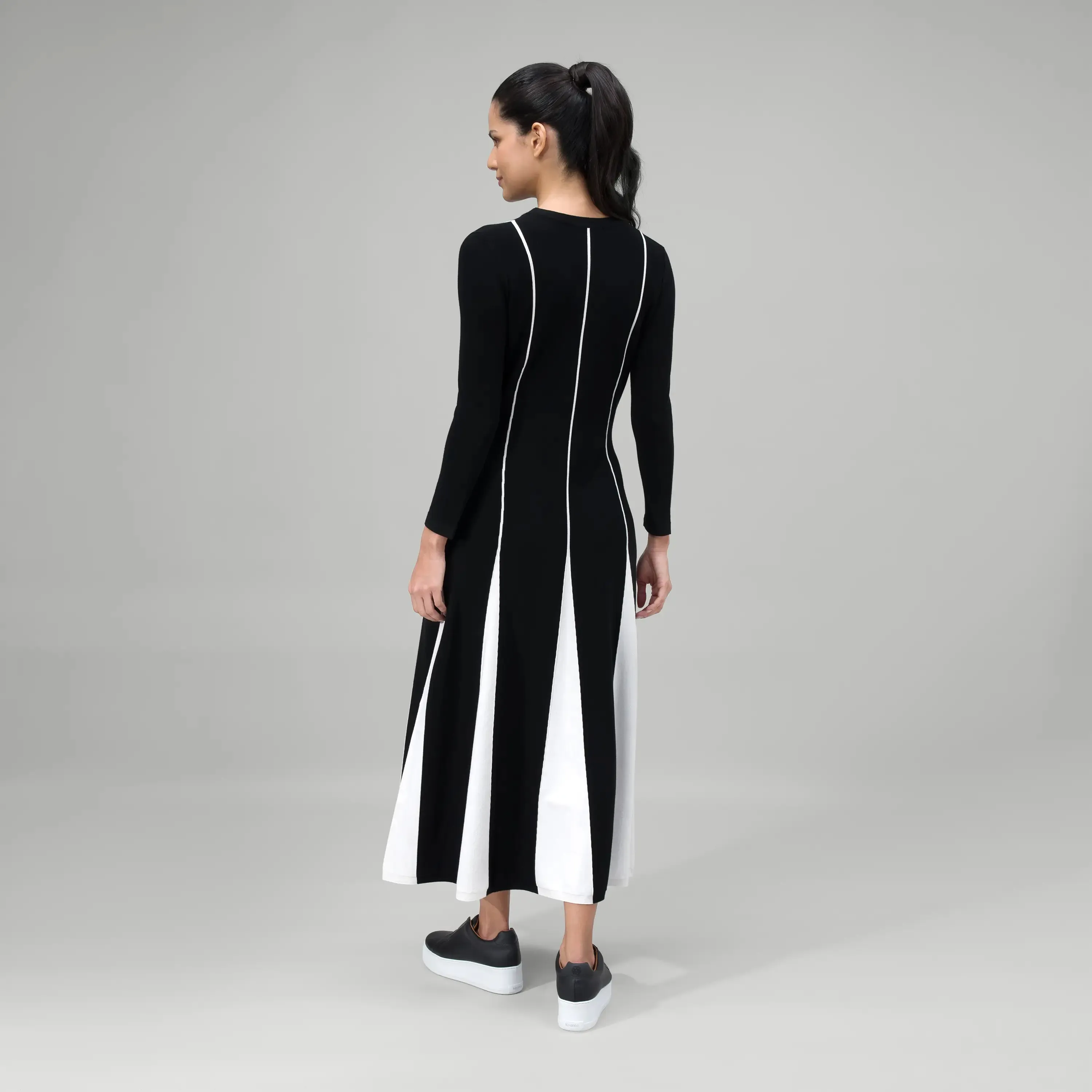 Flared Panel Dress - SEASONAL BLACK