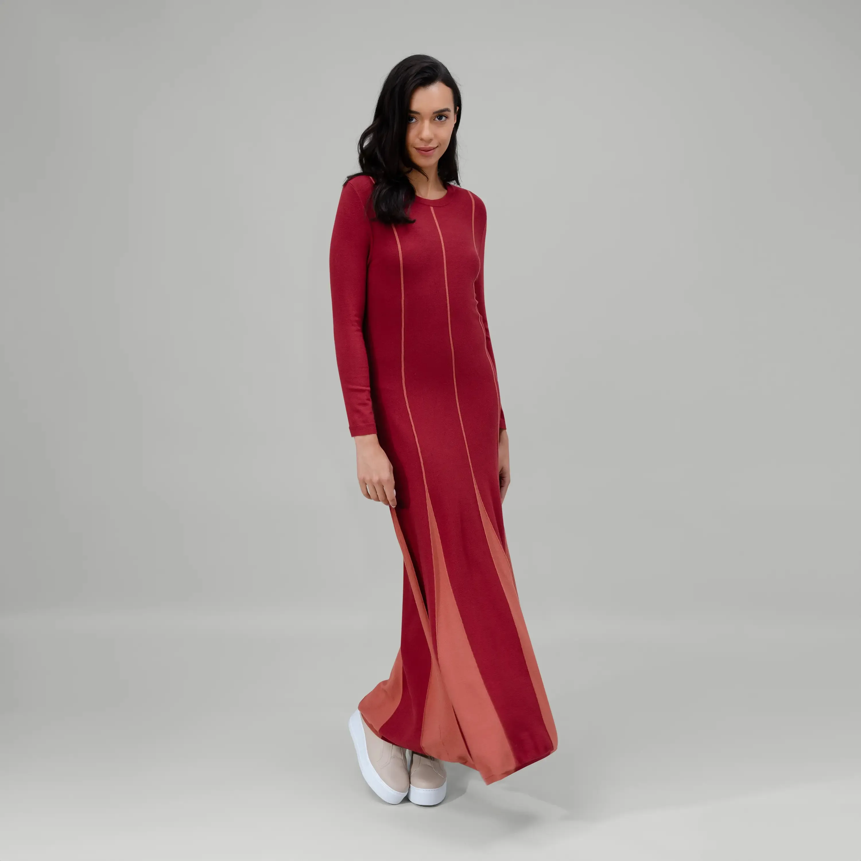 Flared Panel Dress - SEASONAL GRAPE RED