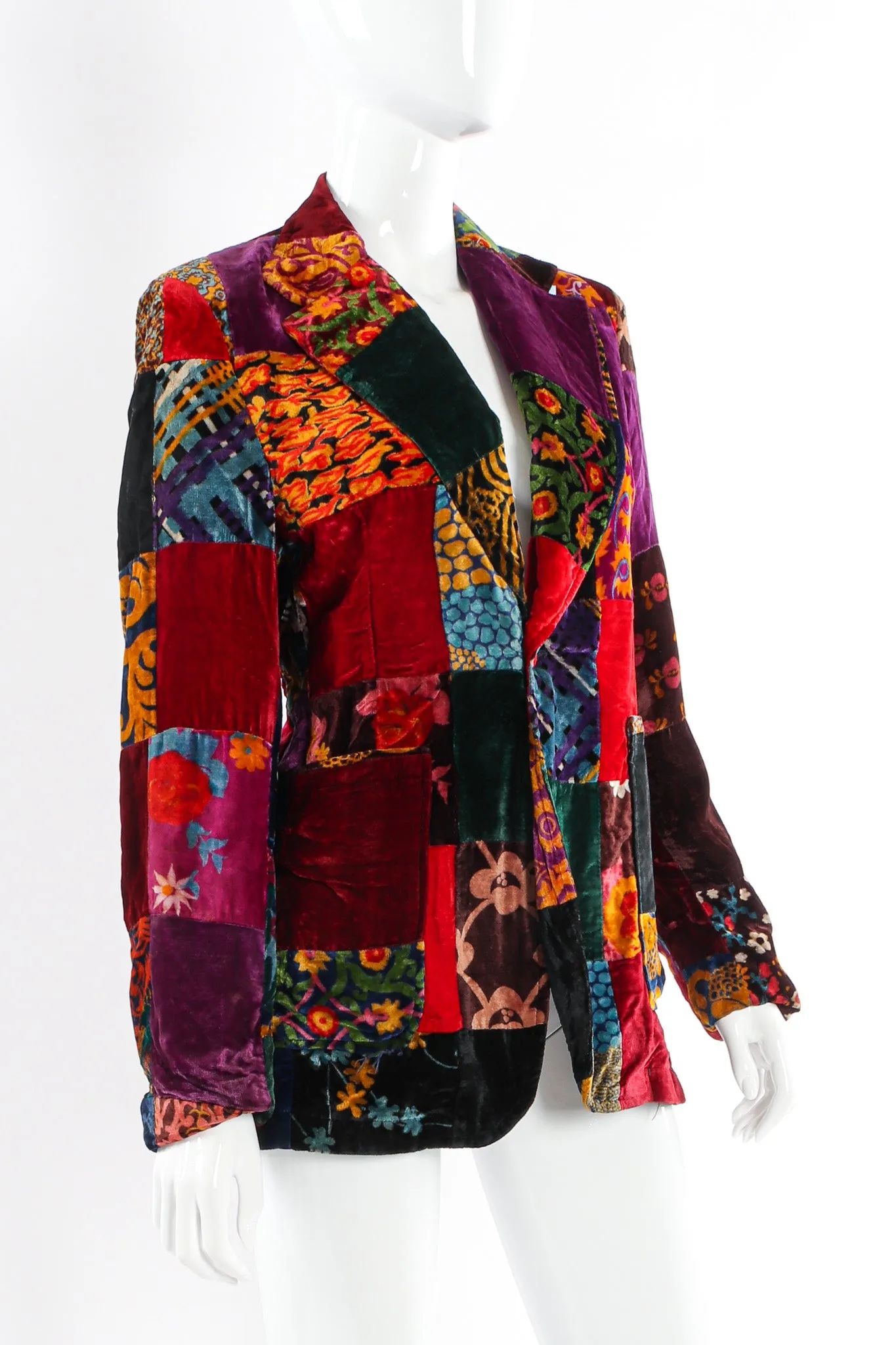 Floral Patchwork Velvet Blazer
