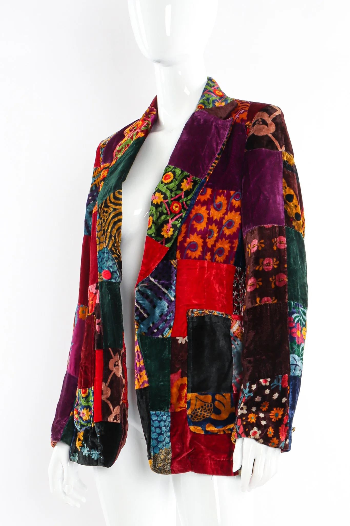 Floral Patchwork Velvet Blazer