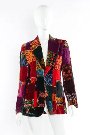 Floral Patchwork Velvet Blazer