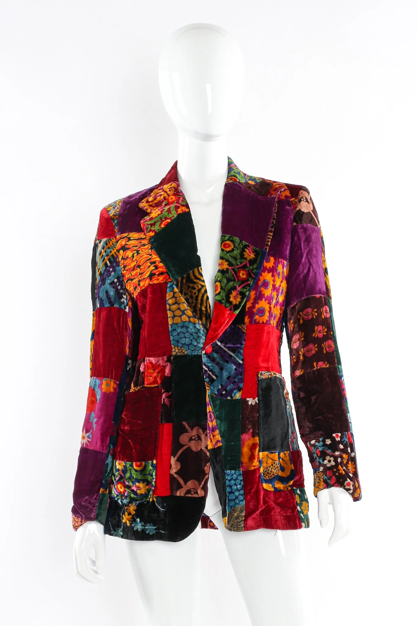 Floral Patchwork Velvet Blazer