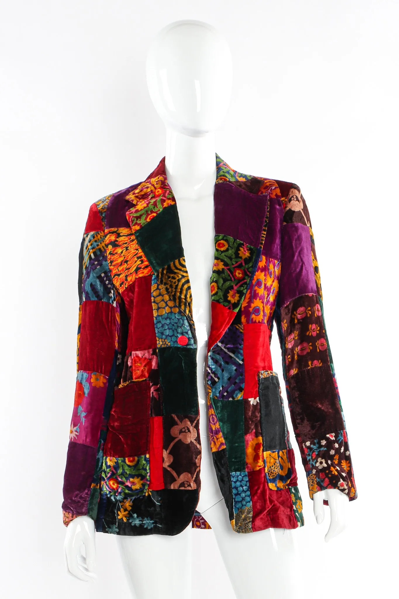 Floral Patchwork Velvet Blazer