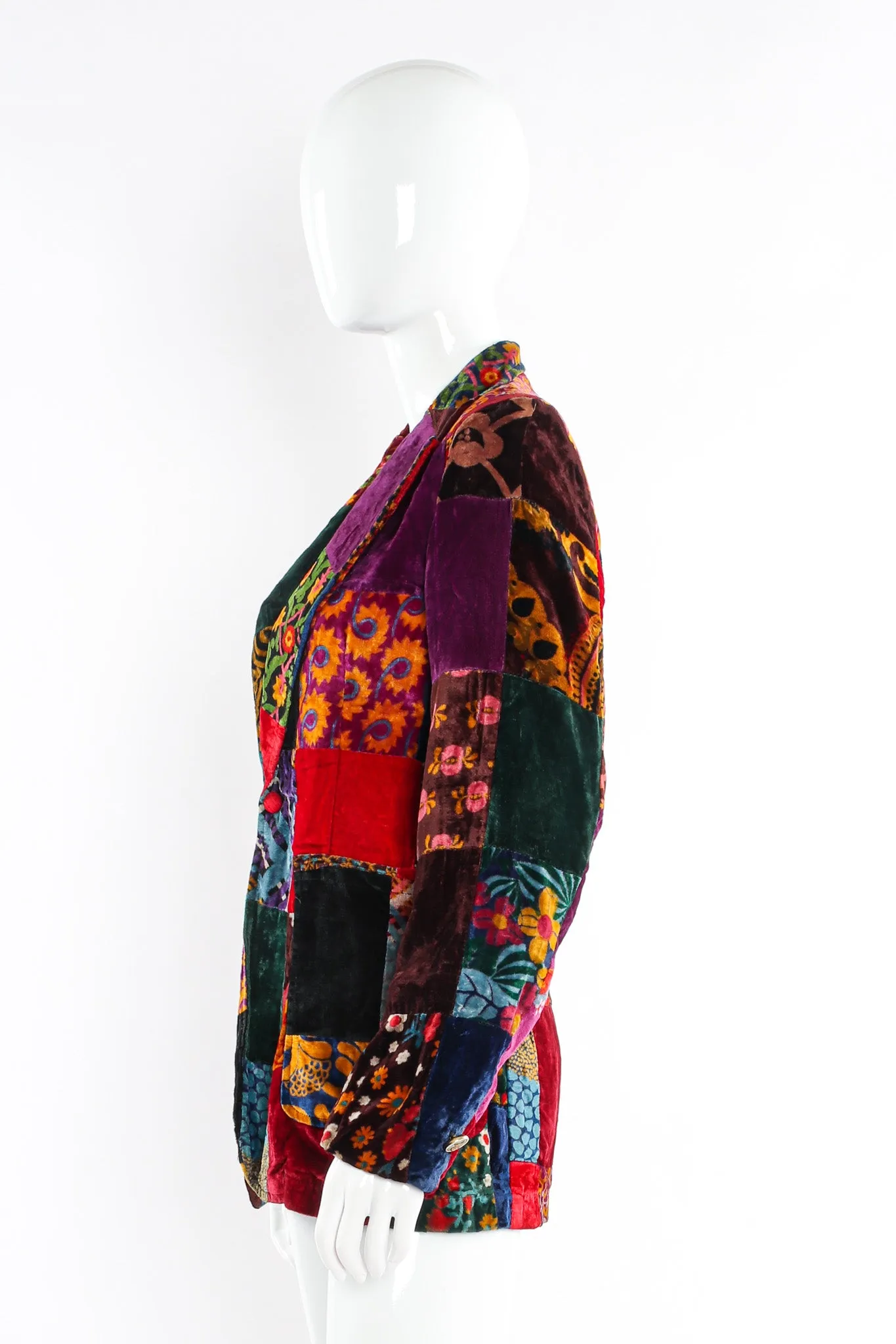Floral Patchwork Velvet Blazer