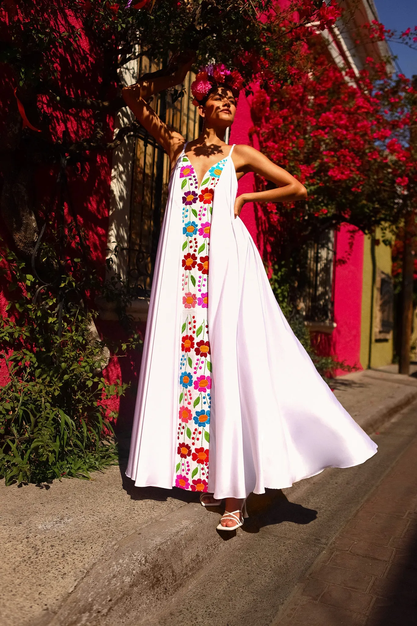 Floral Silk Wedding Dress
