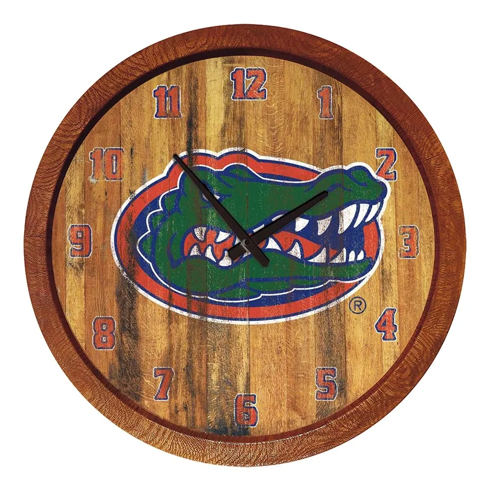 Florida Gators: Weathered "Faux" Barrel Top Wall Clock