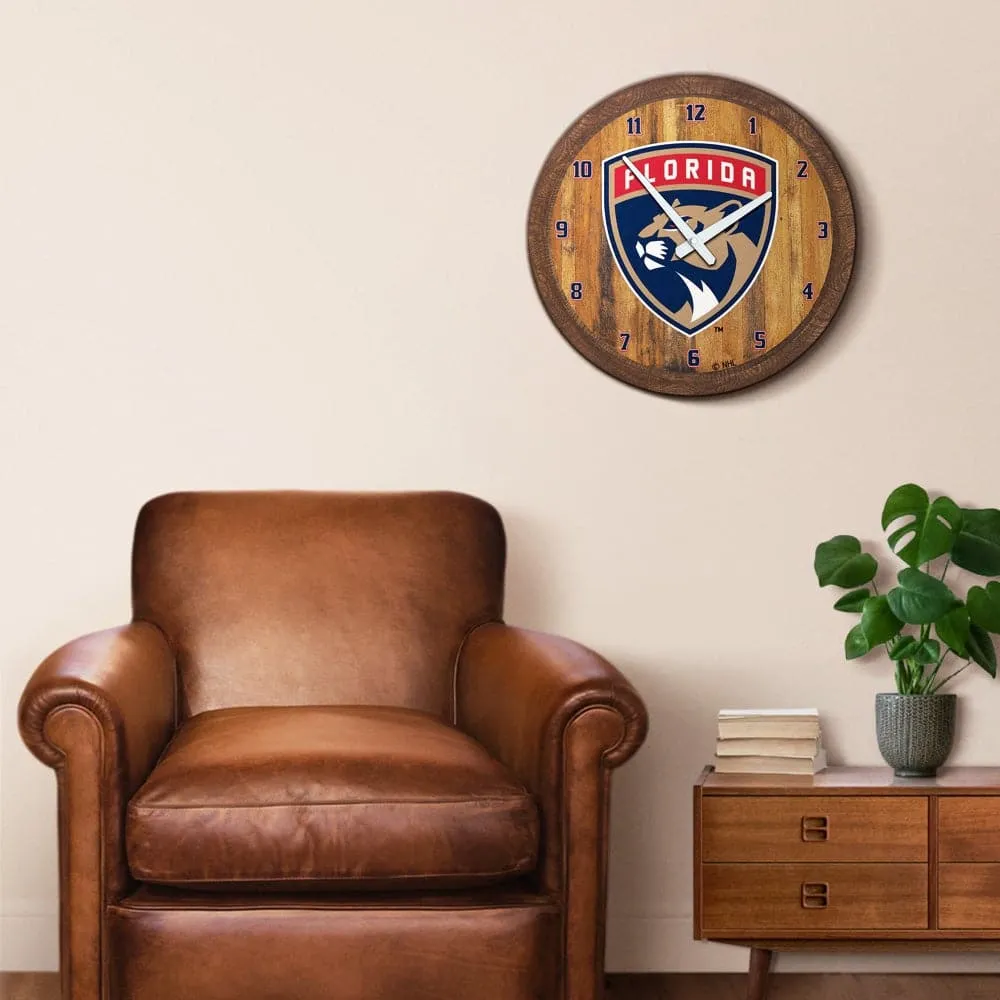 Florida Panthers: "Faux" Barrel Top Wall Clock