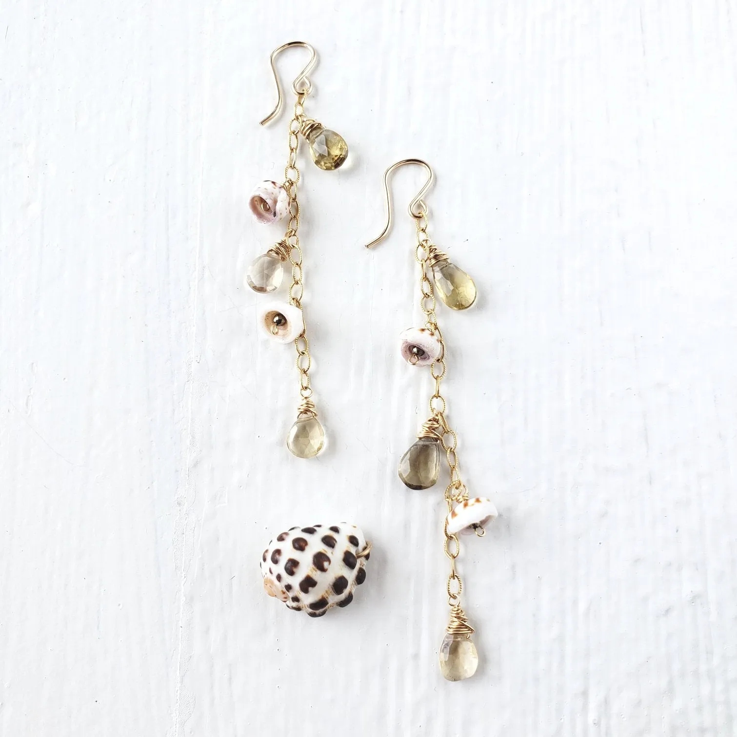 Flow Shell & Gem Earrings