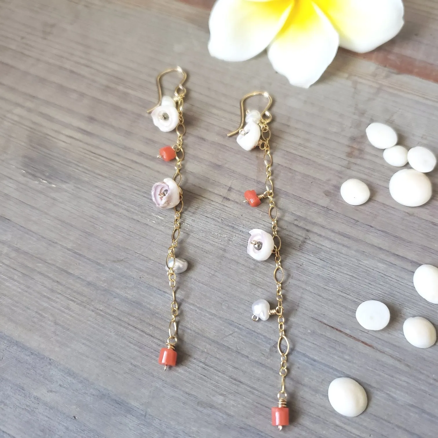 Flow Shell & Gem Earrings