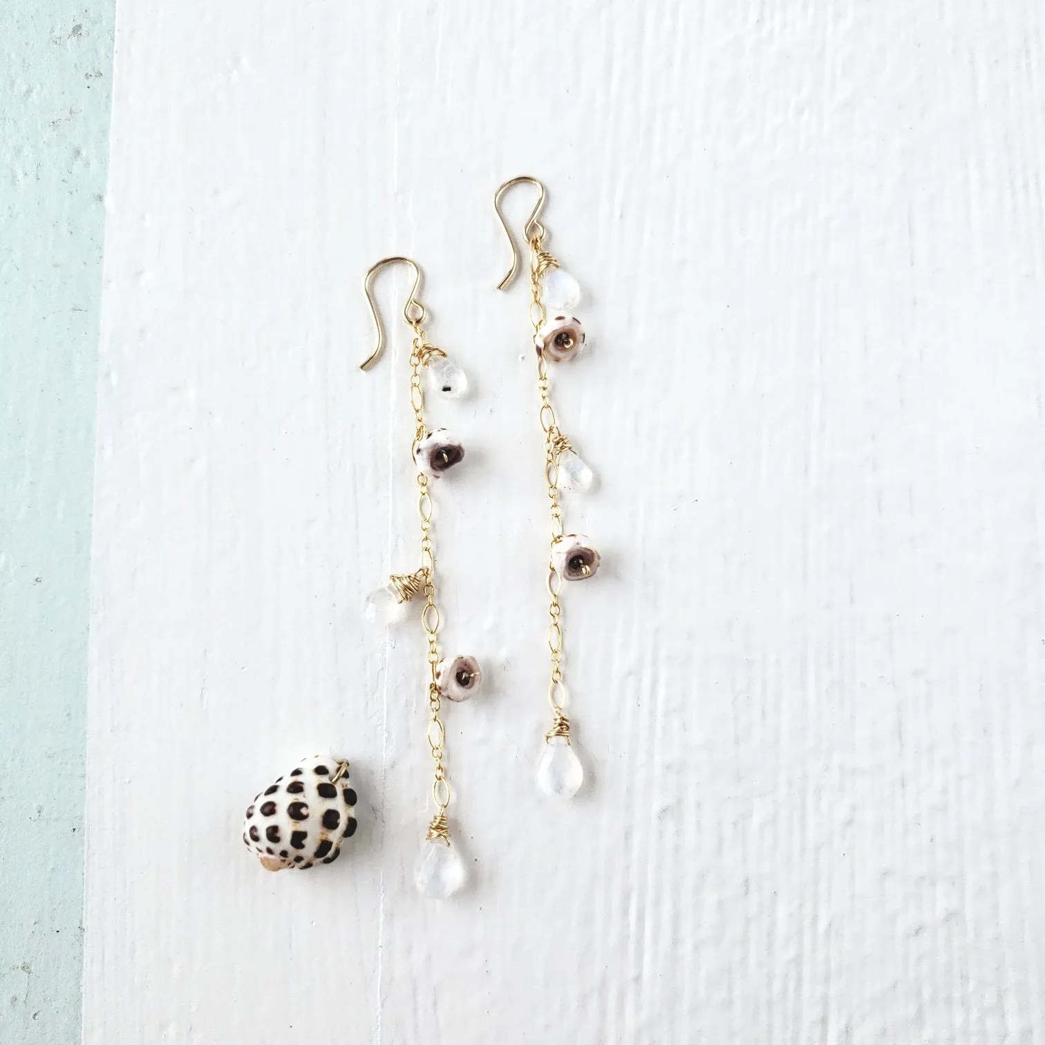 Flow Shell & Gem Earrings