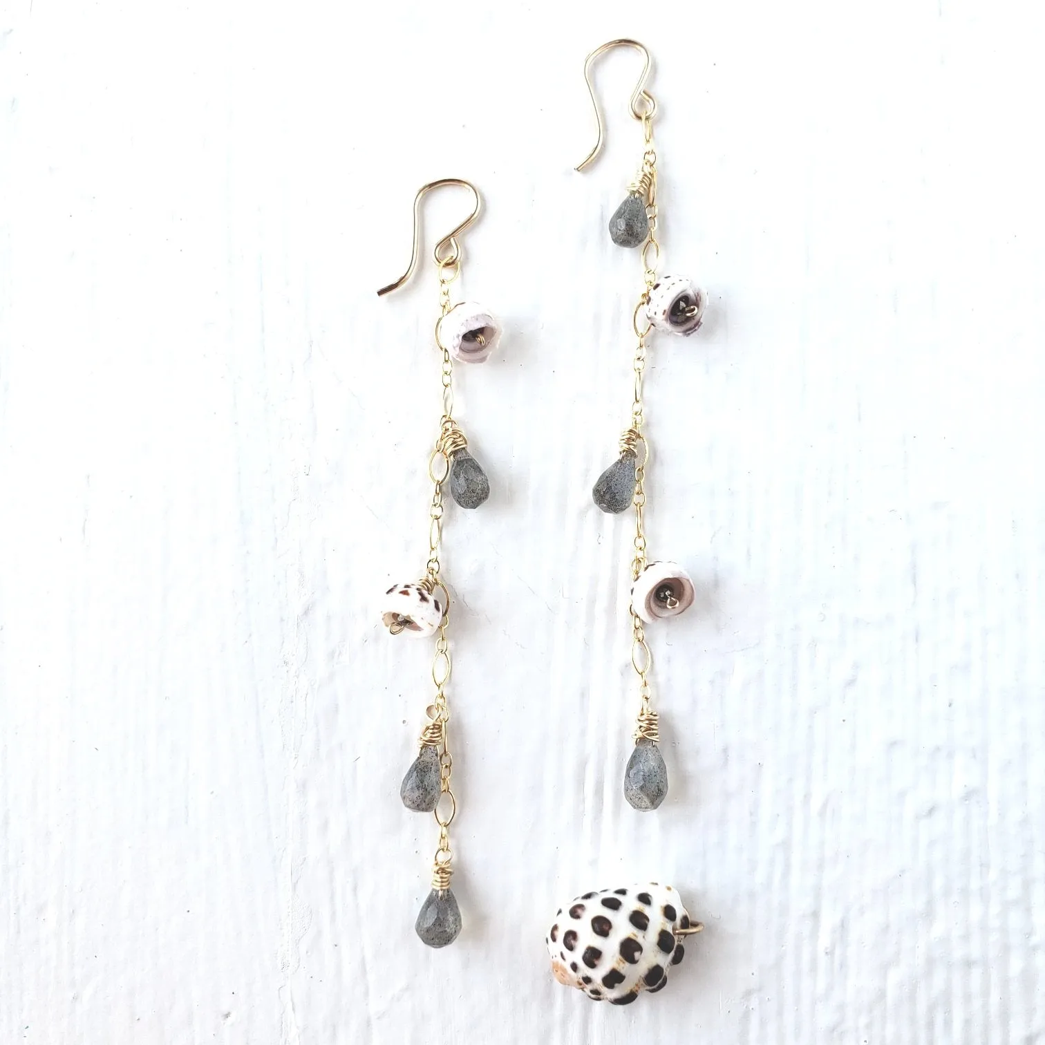 Flow Shell & Gem Earrings