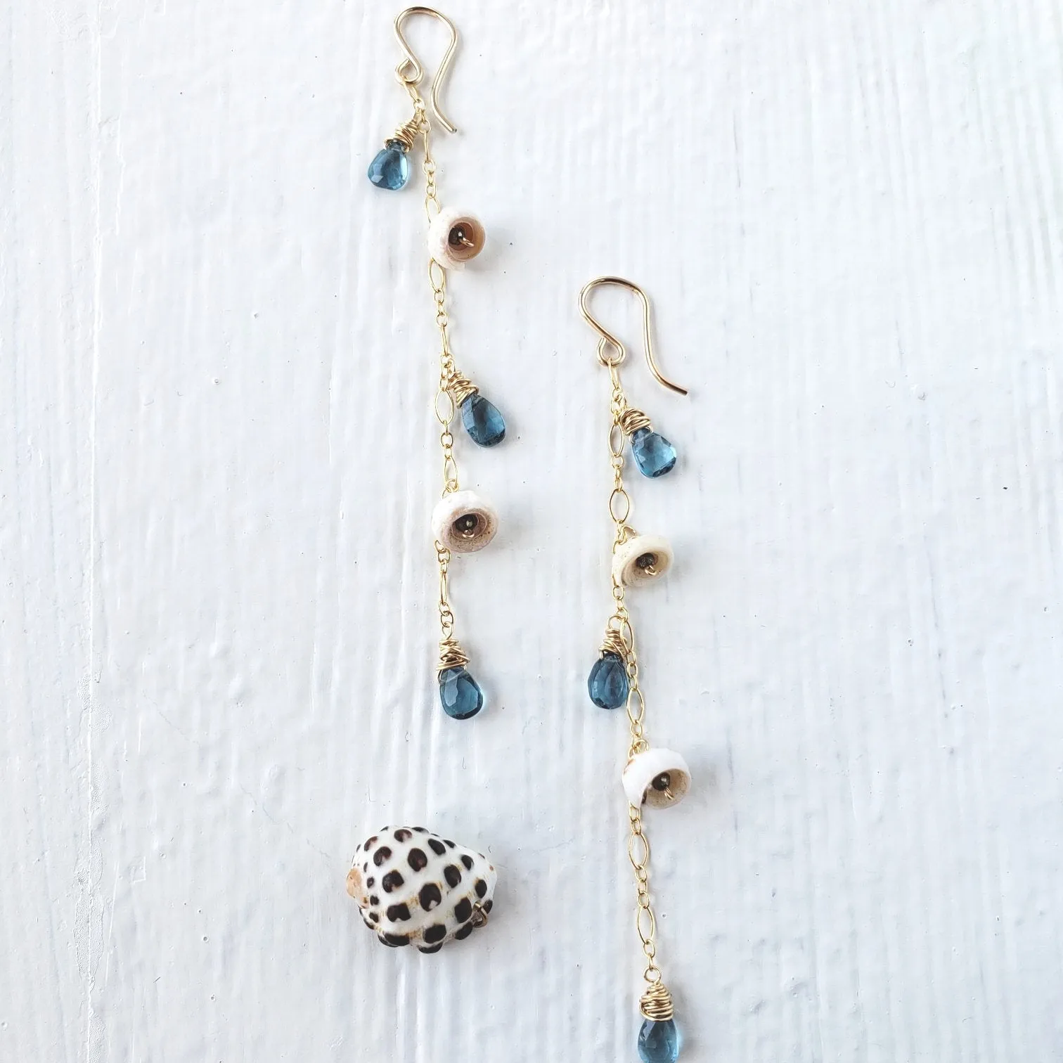 Flow Shell & Gem Earrings