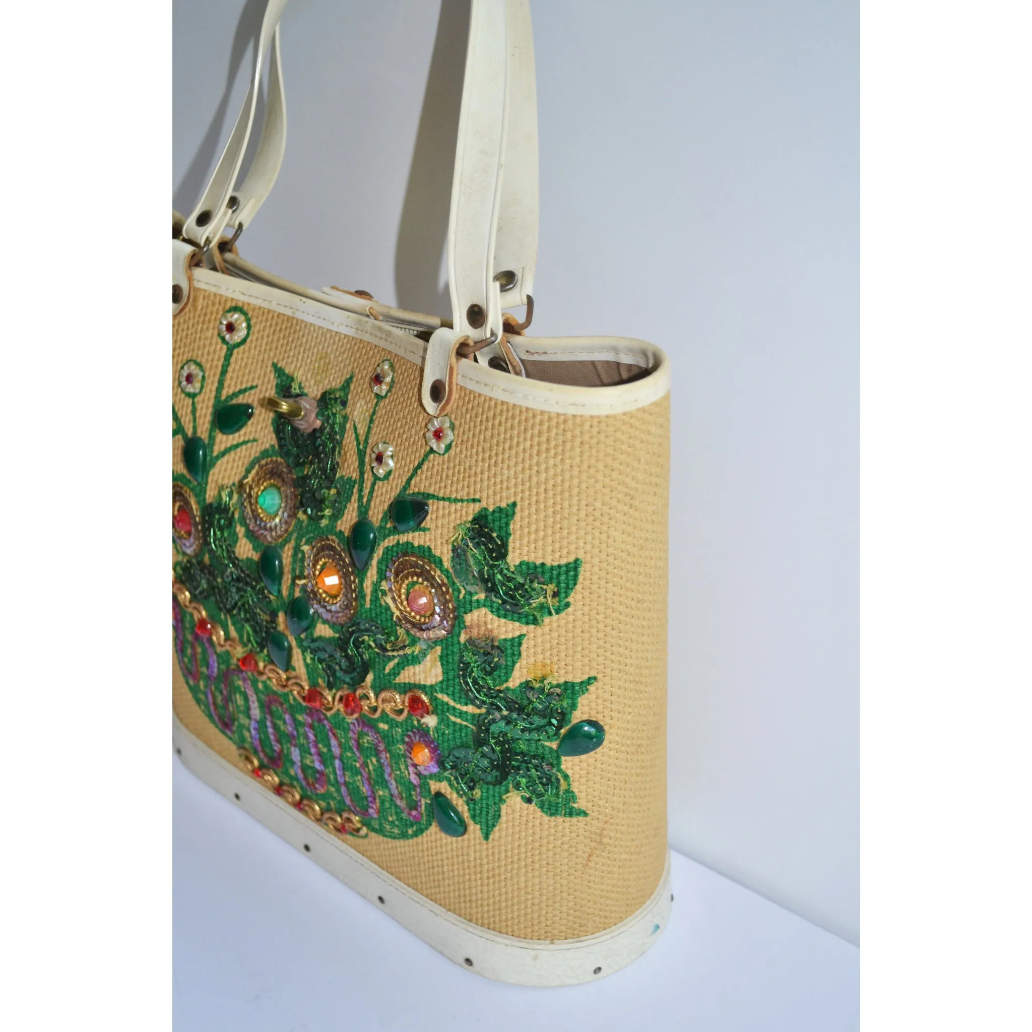 Flowers II Jeweled Bucket Purse