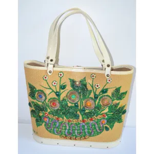 Flowers II Jeweled Bucket Purse