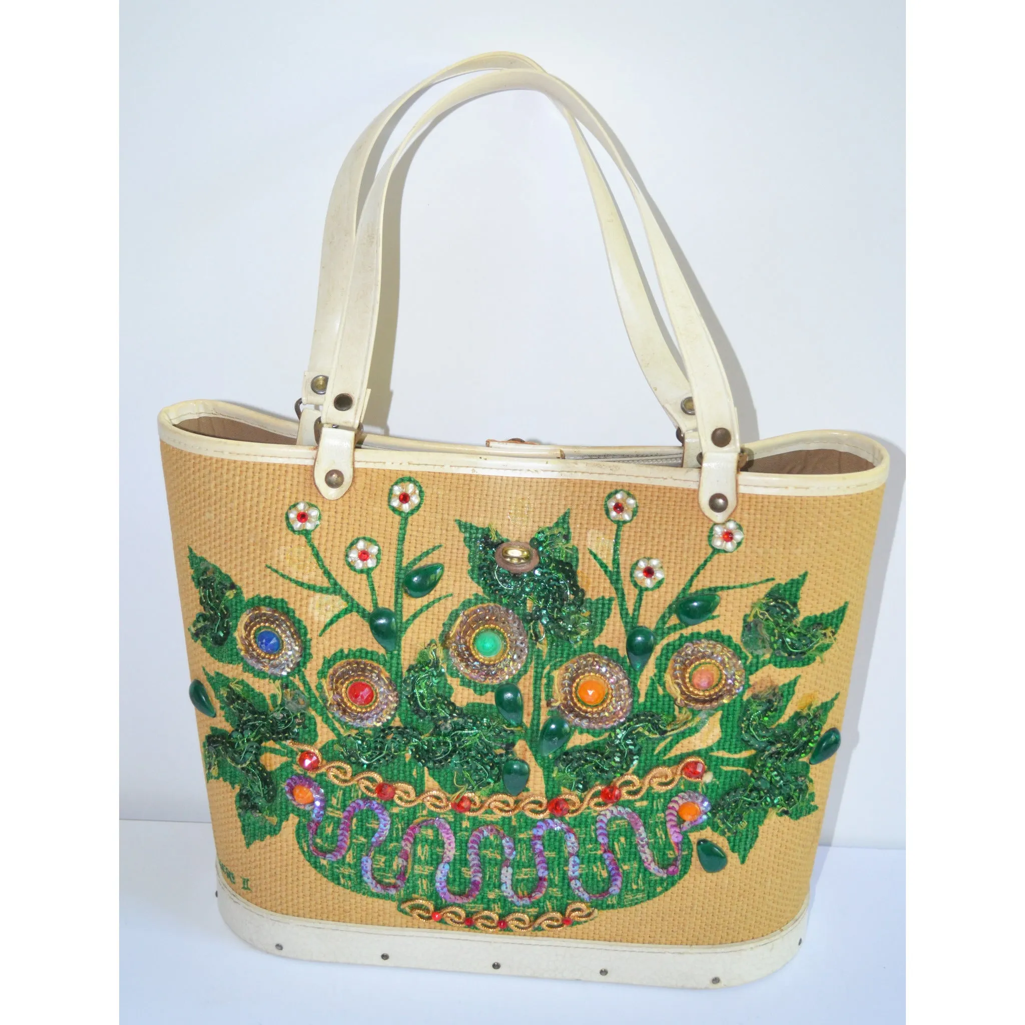 Flowers II Jeweled Bucket Purse